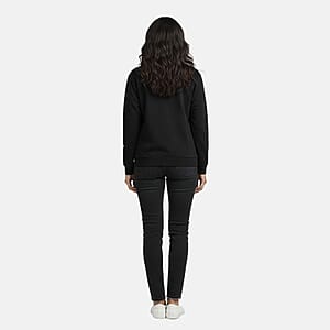 CATALOGUE CLASSIC Black Snap Front Fleece Cardigan with Pockets - L