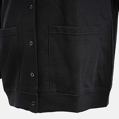CATALOGUE CLASSIC Black Snap Front Fleece Cardigan with Pockets - M