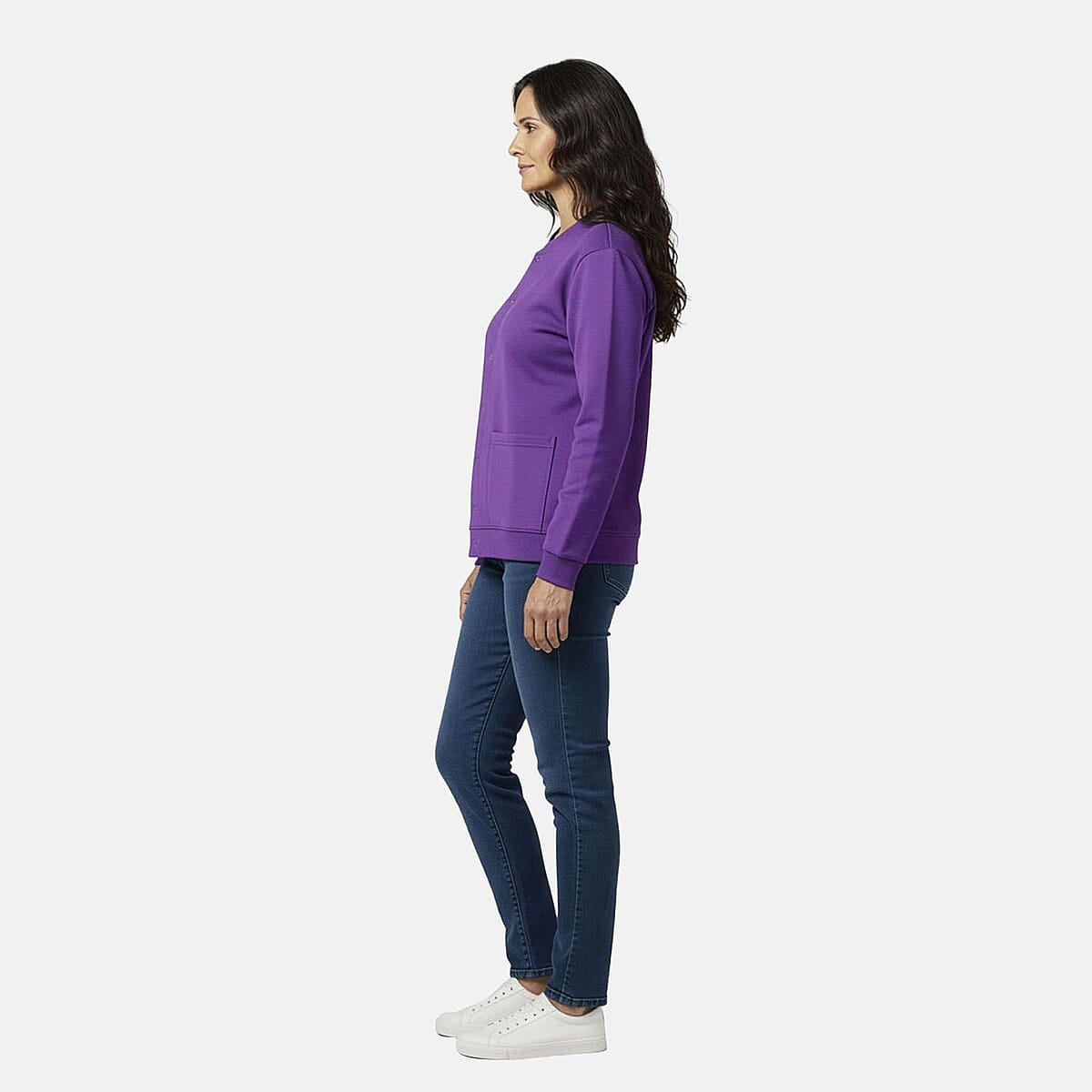 CATALOGUE CLASSIC Purple Snap Front Fleece Cardigan with Pockets - L image number 3