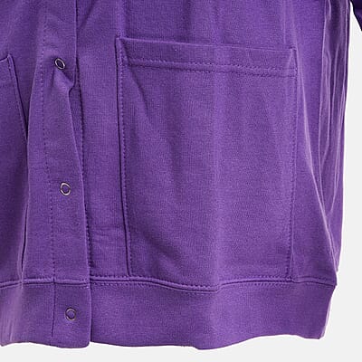 CATALOGUE CLASSIC Purple Snap Front Fleece Cardigan with Pockets - L