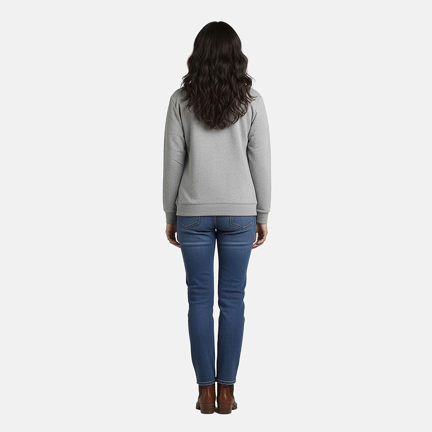 CATALOGUE CLASSIC Heather Gray Snap Front Fleece Cardigan with Pockets - L