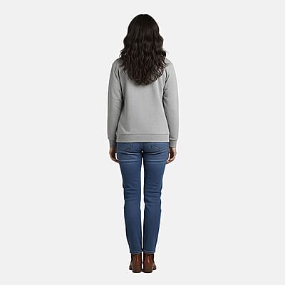 CATALOGUE CLASSIC Heather Gray Snap Front Fleece Cardigan with Pockets - M