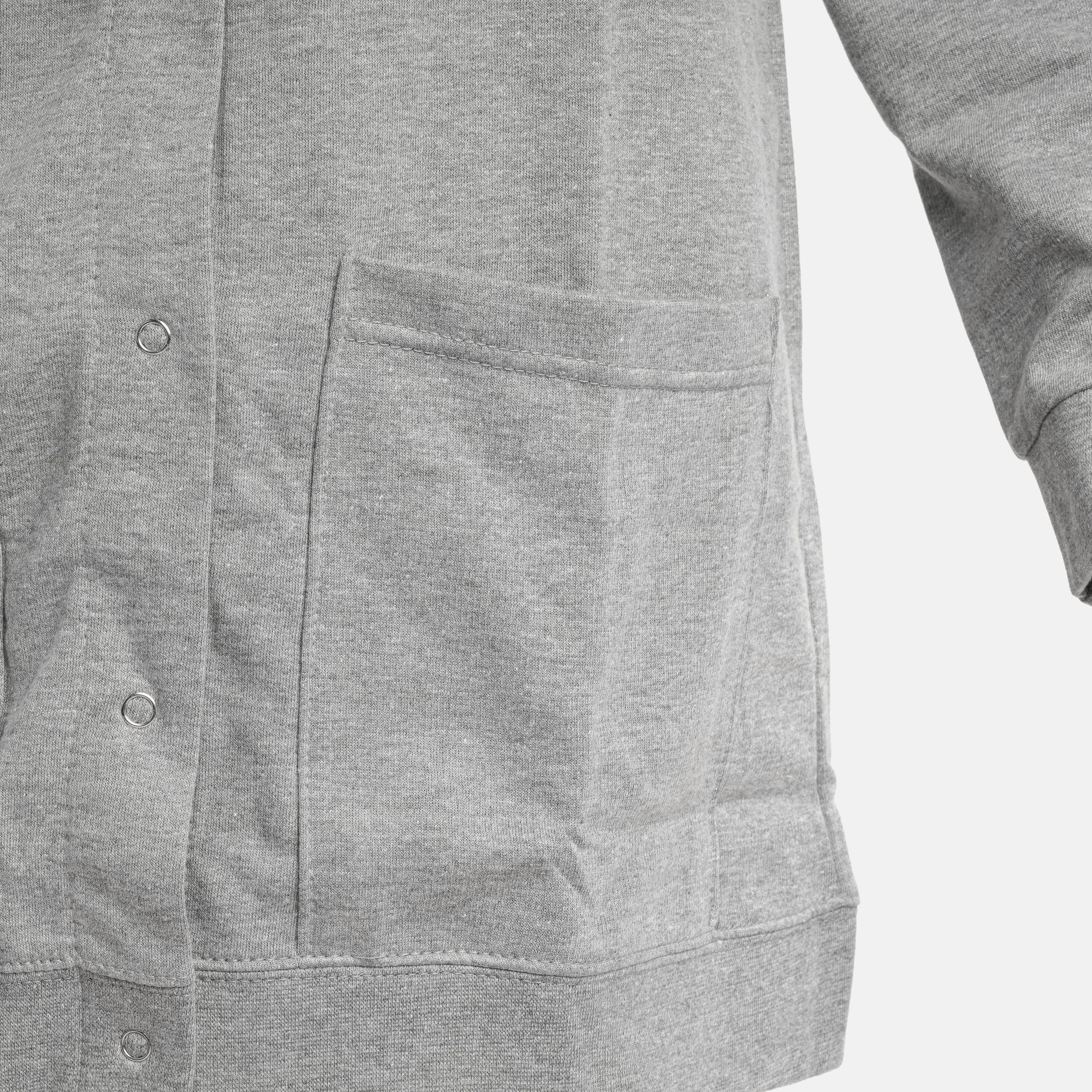 CATALOGUE CLASSIC Heather Gray Snap Front Fleece Cardigan with Pockets - M