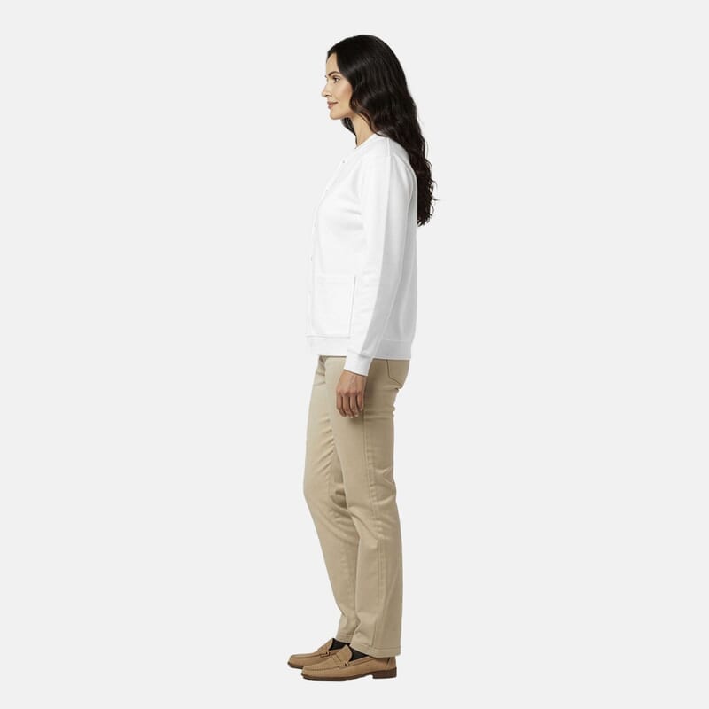 CATALOGUE CLASSIC White Snap Front Fleece Cardigan with Pockets - L