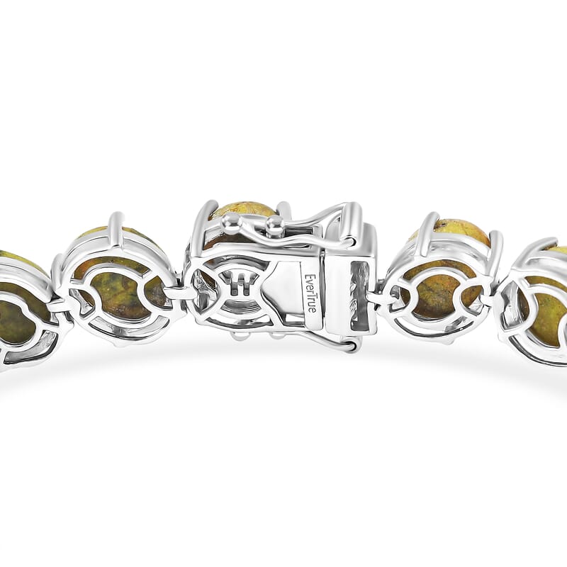 EverTrue Tasmanian Stichtite 47.65 ctw Multi Shapes Mystic Earth Link Bracelet in Platinum Bond (8.00 In)