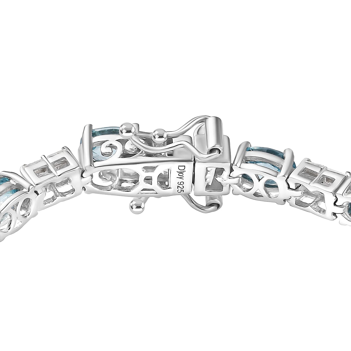 D'Joy Premium Cambodian Blue Zircon and Moissanite 12.85 ctw Floral Blue Vines Bracelet in Rhodium Over Sterling Silver (6.50 In) image number 3