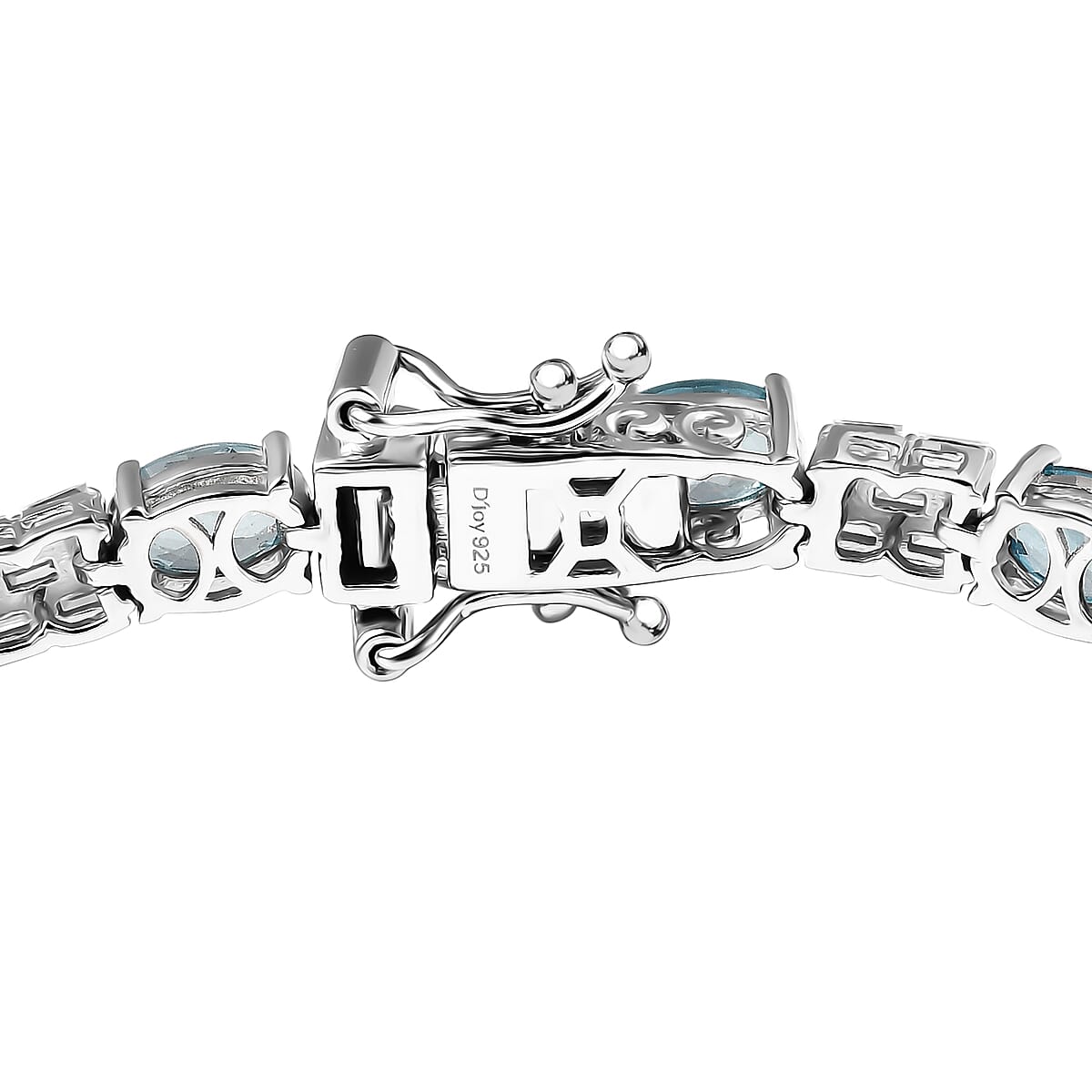 D'Joy Premium Cambodian Blue Zircon and Moissanite 13.70 ctw Floral Blue Vines Bracelet in Rhodium Over Sterling Silver (7.25 In) image number 3