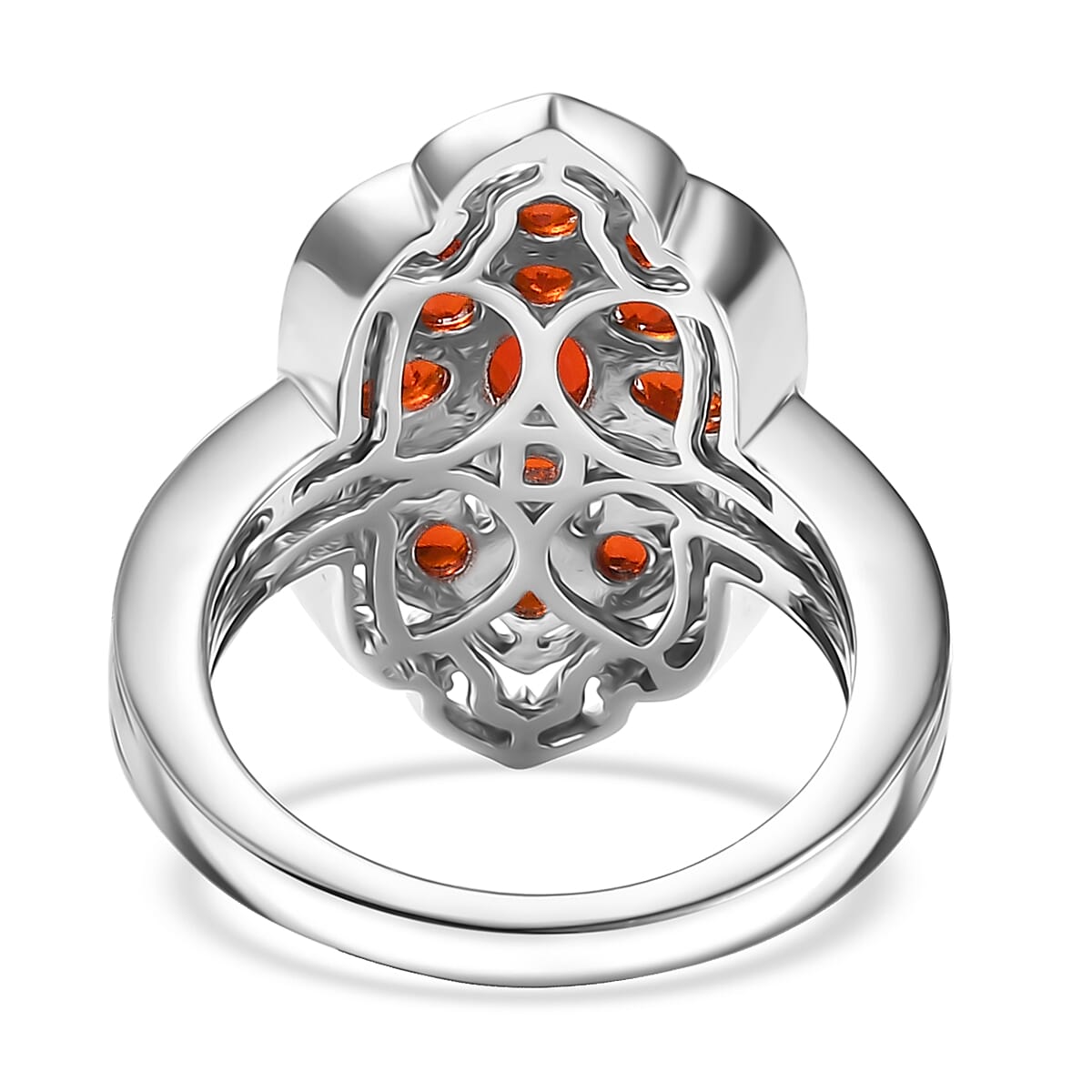 D'Joy Mexican Cherry Fire Opal 1.65 ctw Art Deco Ring in 18K Vermeil YG and Rhodium Over Sterling Silver (Size 6.0) image number 4