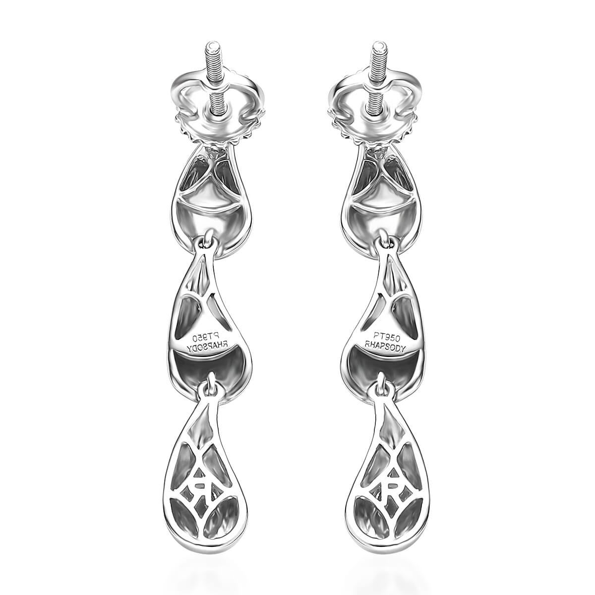 Doorbuster Rhapsody Failing Water Drops Earrings in 950 Platinum 6.40 Grams image number 5