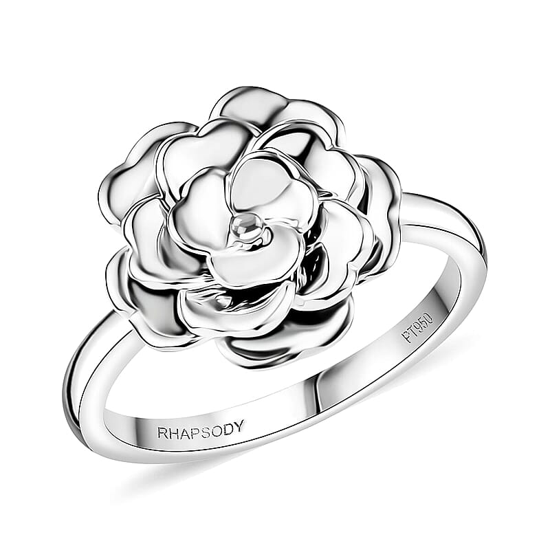Rhapsody 950 Platinum Camellia Bloom Ring 8.30 Grams (Size 10.0)