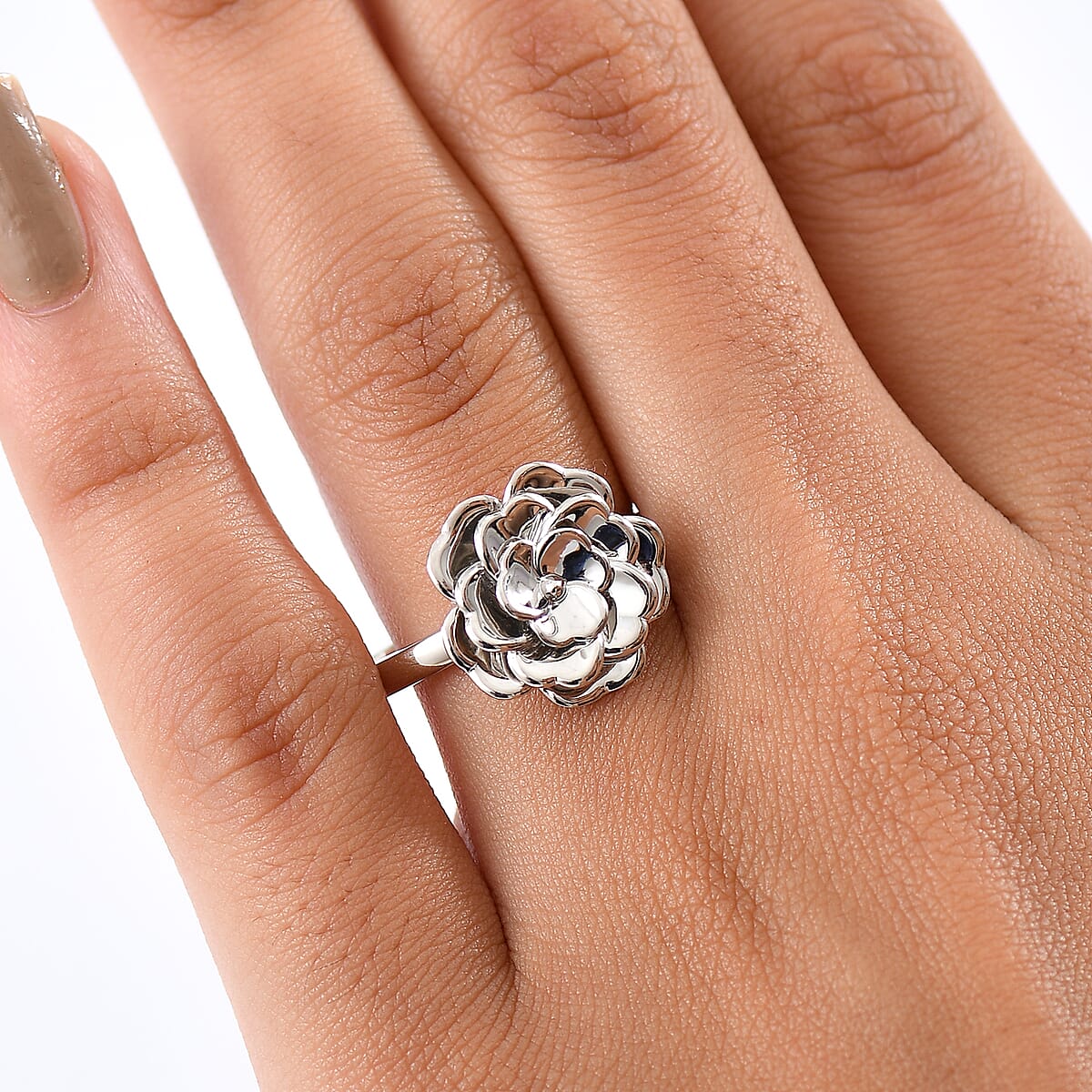 Doorbuster Rhapsody Camellia Bloom Ring in 950 Platinum (Size 9.0) 8.30 Grams image number 2