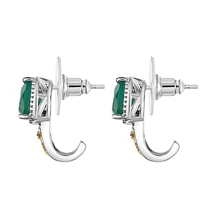 EverTrue Verde Onyx, White Zircon Earrings in 18K YG Plated and Platinum Bond 3.00 ctw