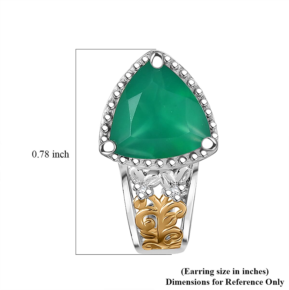 EverTrue Green Onyx and White Zircon 3.00 ctw Earrings in 18K YG Plated and Platinum Bond image number 4