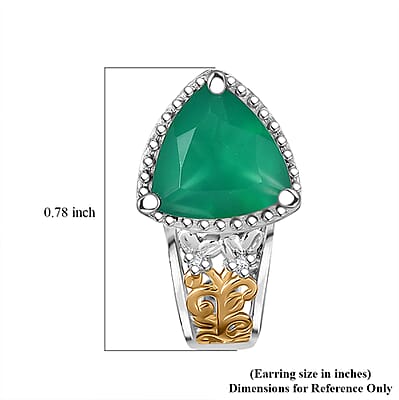 EverTrue Verde Onyx, White Zircon Earrings in 18K YG Plated and Platinum Bond 3.00 ctw