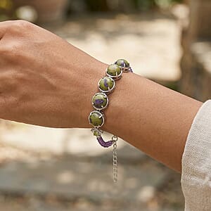 EverTrue Tasmanian Stichtite and Multi Gemstone 15.65 ctw Earthborn Celestial Orbit Elegance Bracelet in Platinum Bond (7.25 In)