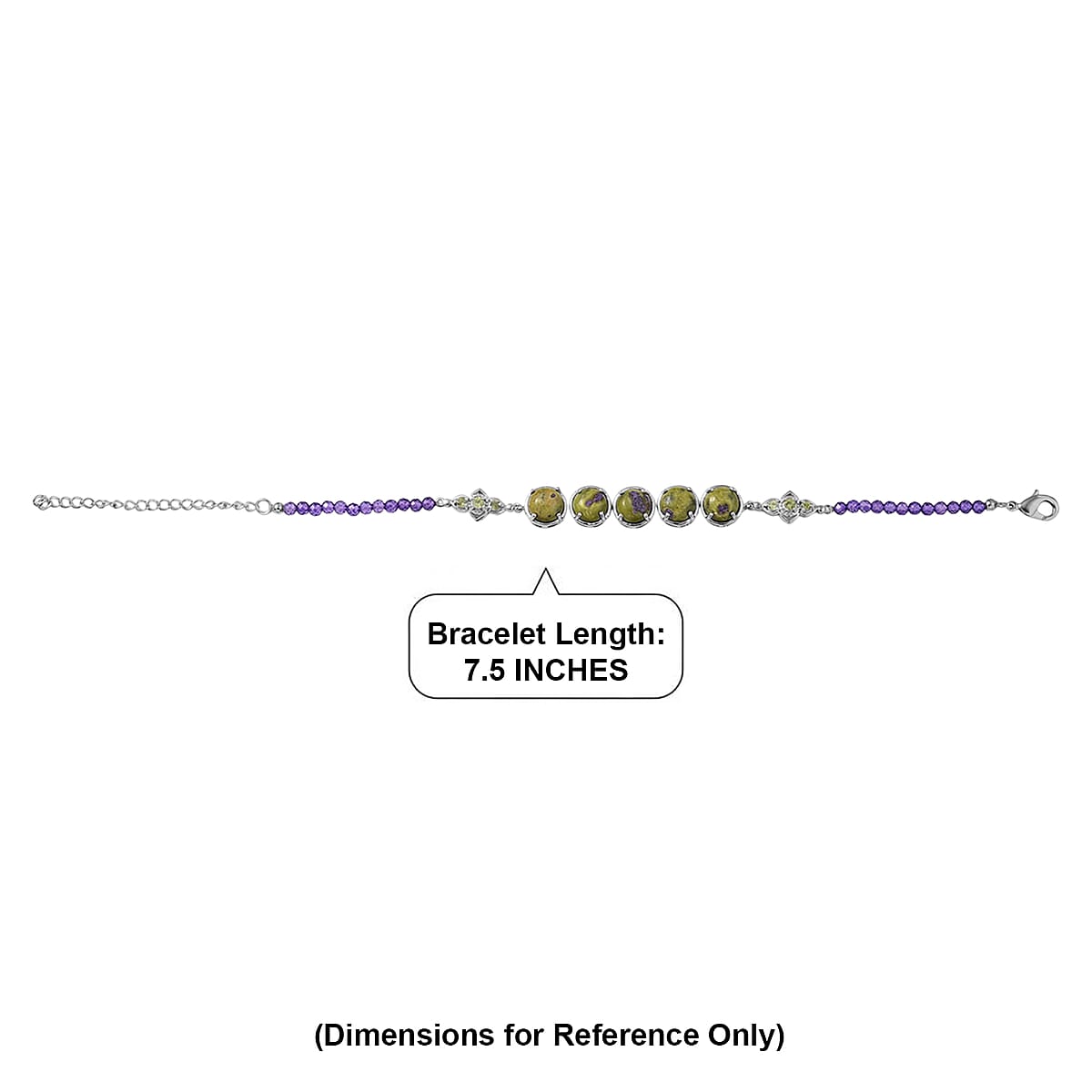 EverTrue Tasmanian Stichtite and Multi Gemstone 15.65 ctw Earthborn Celestial Orbit Elegance Bracelet in Platinum Bond (7.25 In) (Del. in 8-10 Days) image number 4