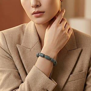 Olmec Jadeite 210.00 ctw Carved Beaded Stretch Bracelet 