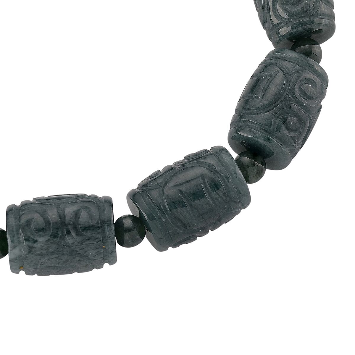Olmec Jadeite 210.00 ctw Carved Beaded Stretch Bracelet  image number 3
