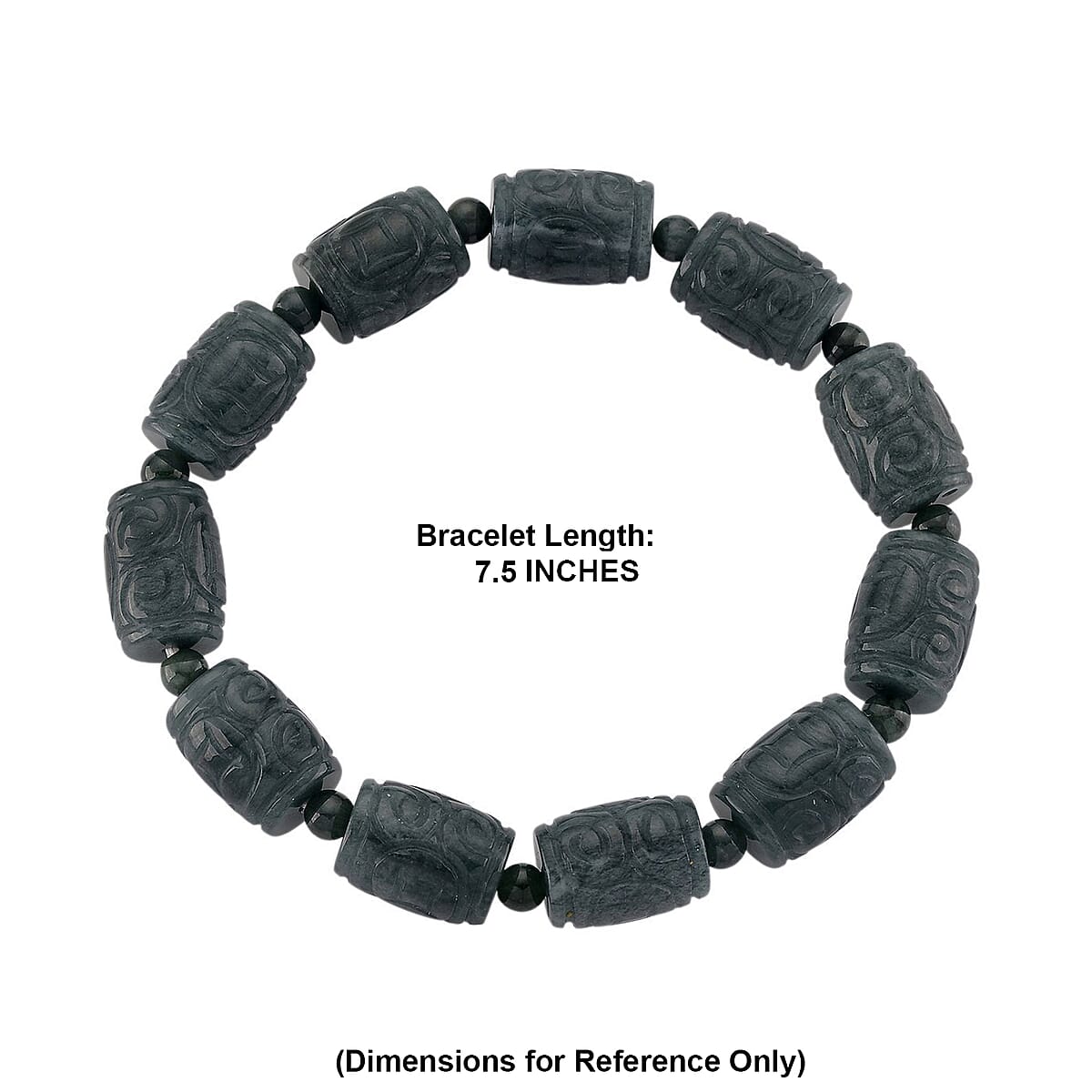 Olmec Jadeite 210.00 ctw Carved Beaded Stretch Bracelet  image number 4