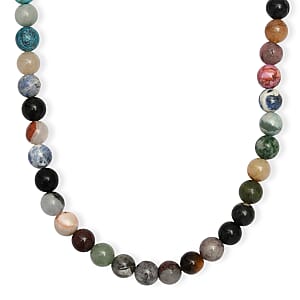 Multi Gemstone 230.00 ctw Beaded Necklace in Platinum Bond (20 Inches)