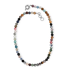 Multi Gemstone 230.00 ctw Beaded Necklace in Platinum Bond (20 Inches)