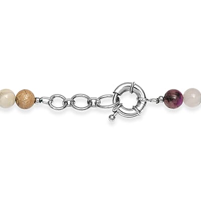 Multi Gemstone 230.00 ctw Beaded Necklace in Platinum Bond (20 Inches)