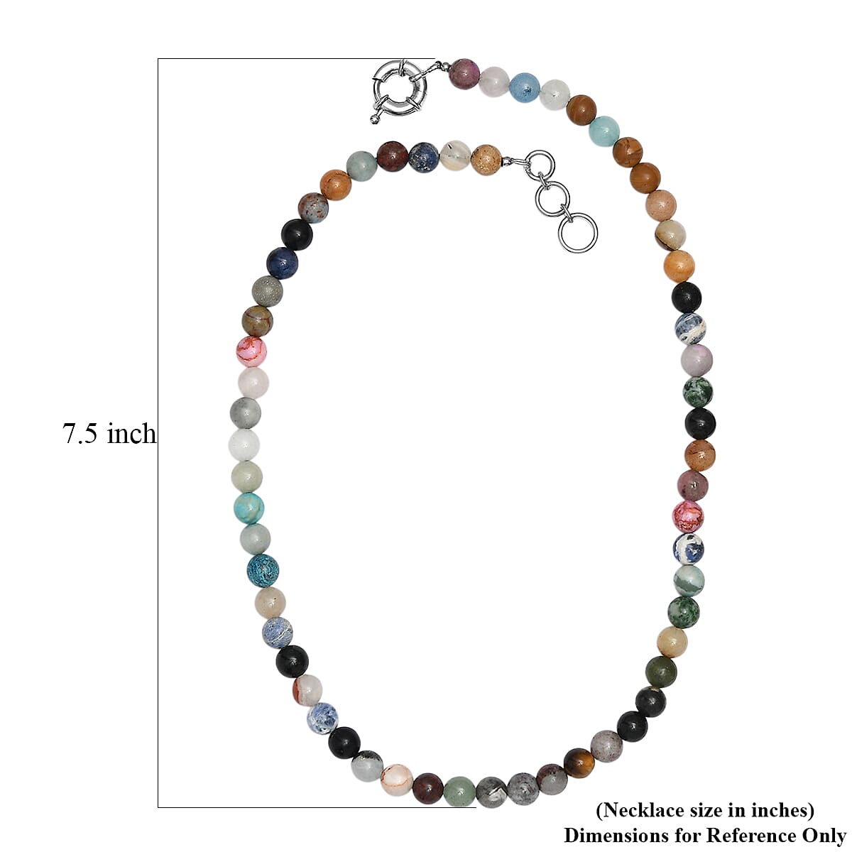 Multi Gemstone 230.00 ctw Beaded Necklace in Platinum Bond (20 Inches)