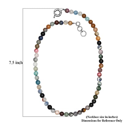 Multi Gemstone 230.00 ctw Beaded Necklace in Platinum Bond (20 Inches)