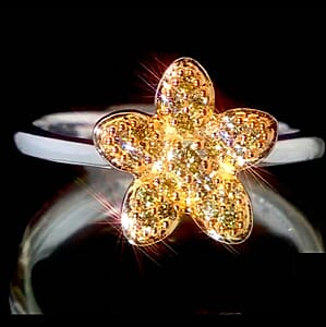 Luxuriant Lab Grown Yellow Diamond (IR) E-F VS 0.25 ctw Floral Ring in Rhodium Over Sterling Silver (Size 7.0)