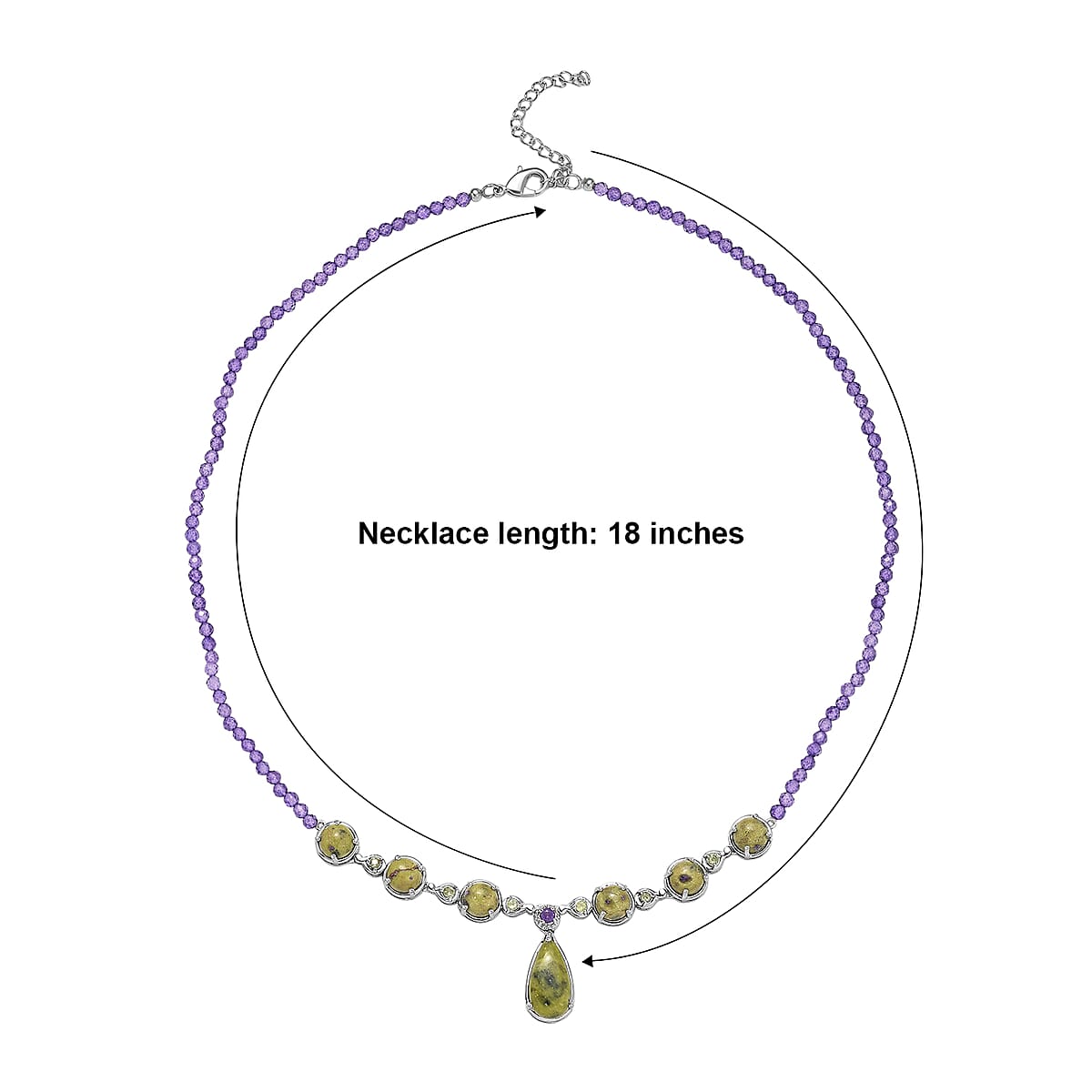 EverTrue Tasmanian Stichtite and Multi Gemstone 35.25 ctw Earthborn Celestial Orbit Elegance Necklace in Platinum Bond 18-20 Inches (Del. in 8-10 Days) image number 4