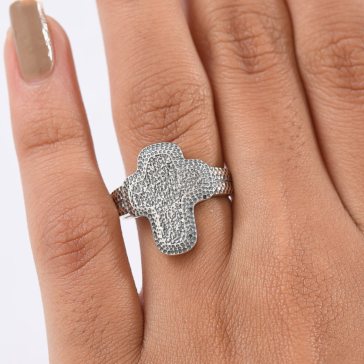 D'Joy Passport to Israel Artisan Crafted Cross Ring in Sterling Silver (Size 7.0) 5 Grams image number 2