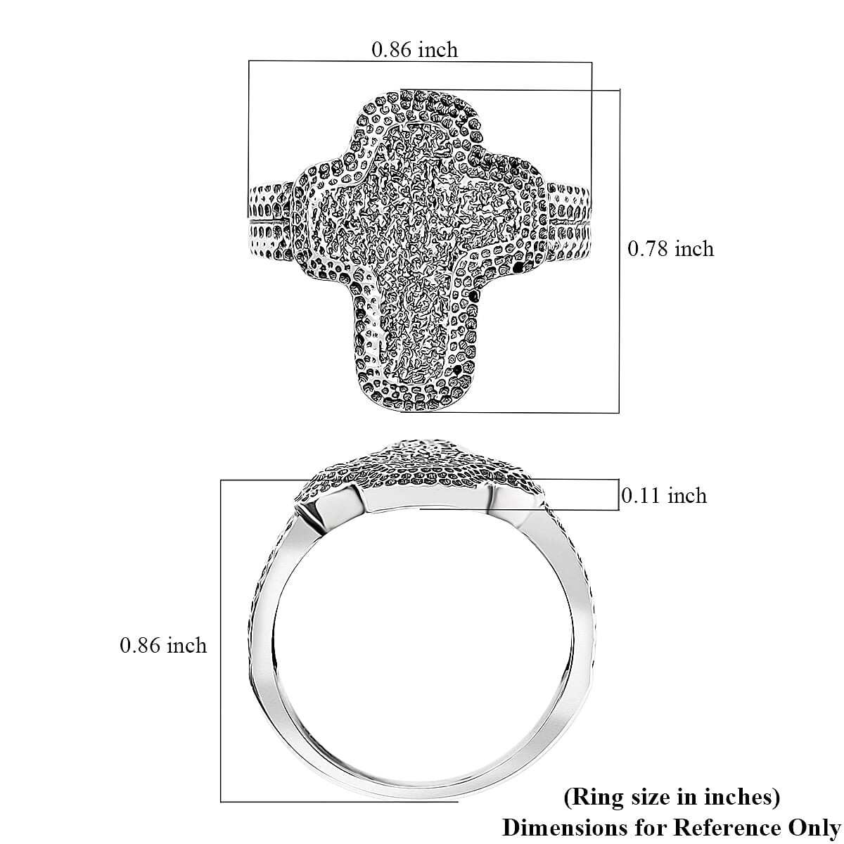 D'Joy Passport to Israel Artisan Crafted Cross Ring in Sterling Silver (Size 7.0) 5 Grams image number 5