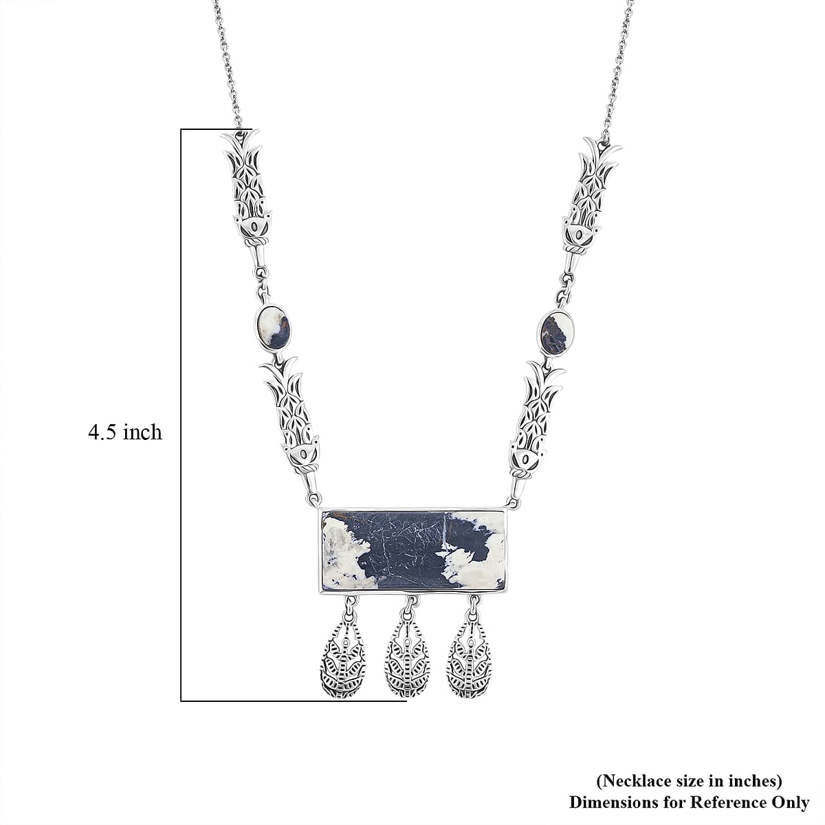 D'Joy Passport to Israel Artisan Crafted White Buffalo 27.50 ctw Necklace in Sterling Silver 18 Inches image number 4