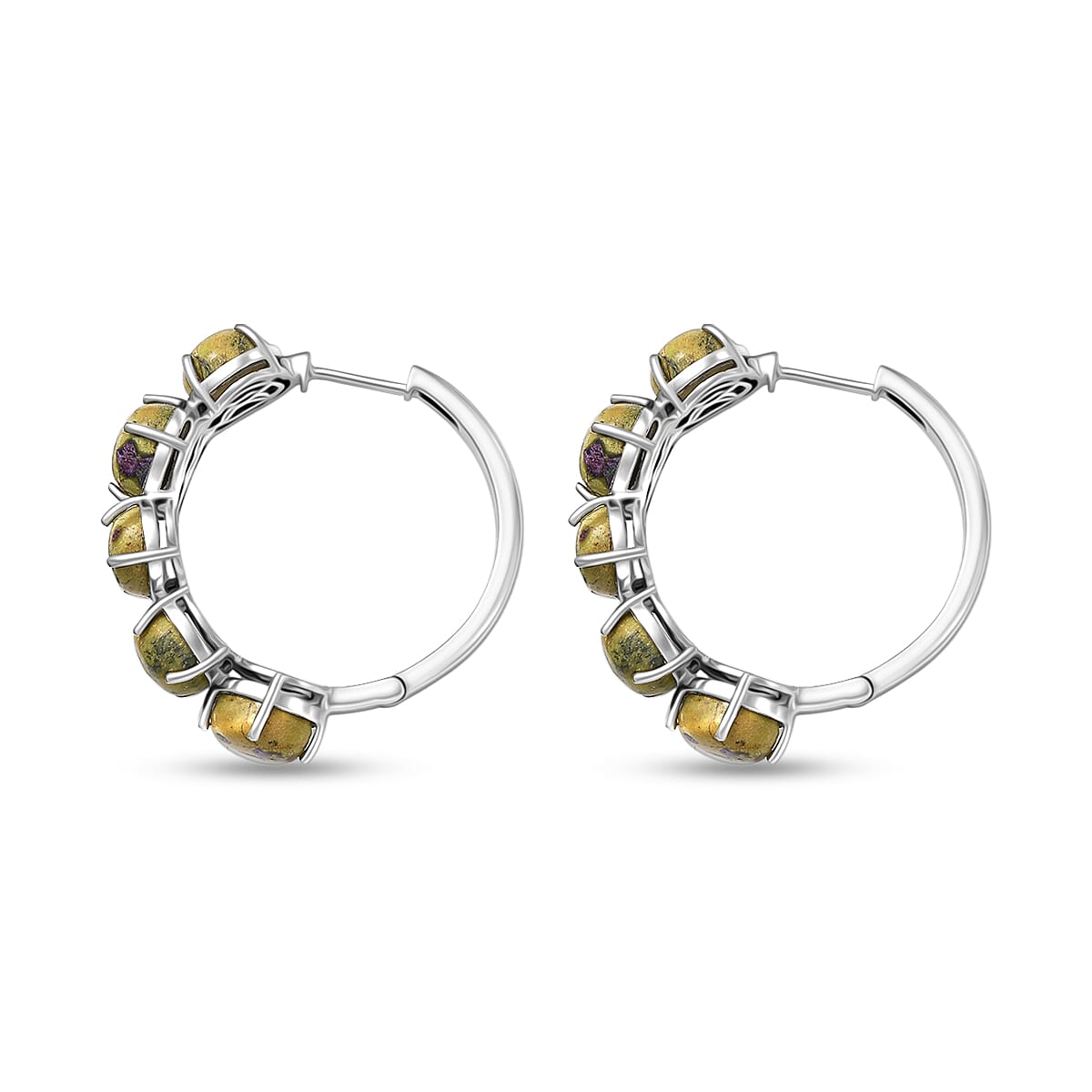 EverTrue Tasmanian Stichtite 21.25 ctw Multi Shapes Mystic Earth Link Earrings in Platinum Bond