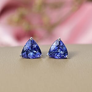 Luxoro Tanzanite Solitaire Stud Earrings in 10K White Gold 2.00 ctw