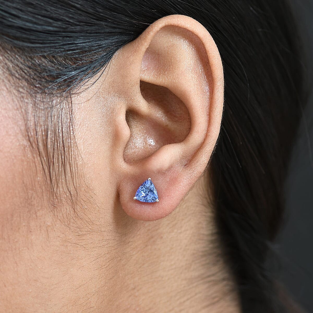 Doorbuster Luxoro Premium Tanzanite 2.00 ctw Solitaire Stud Earrings in 10K White Gold image number 2