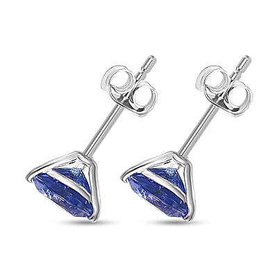 Luxoro Tanzanite Solitaire Stud Earrings in 10K White Gold 2.00 ctw
