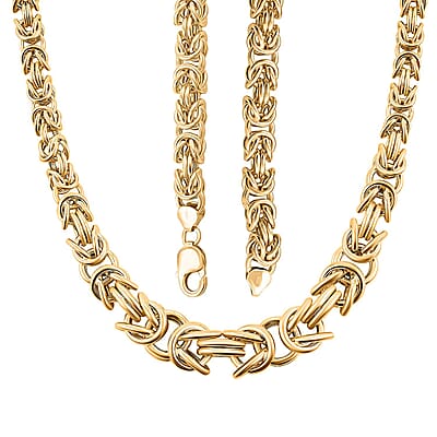 Graduating Byzantine Chain Necklace in 10K Yellow Gold 37.5 Grams 18 Inches