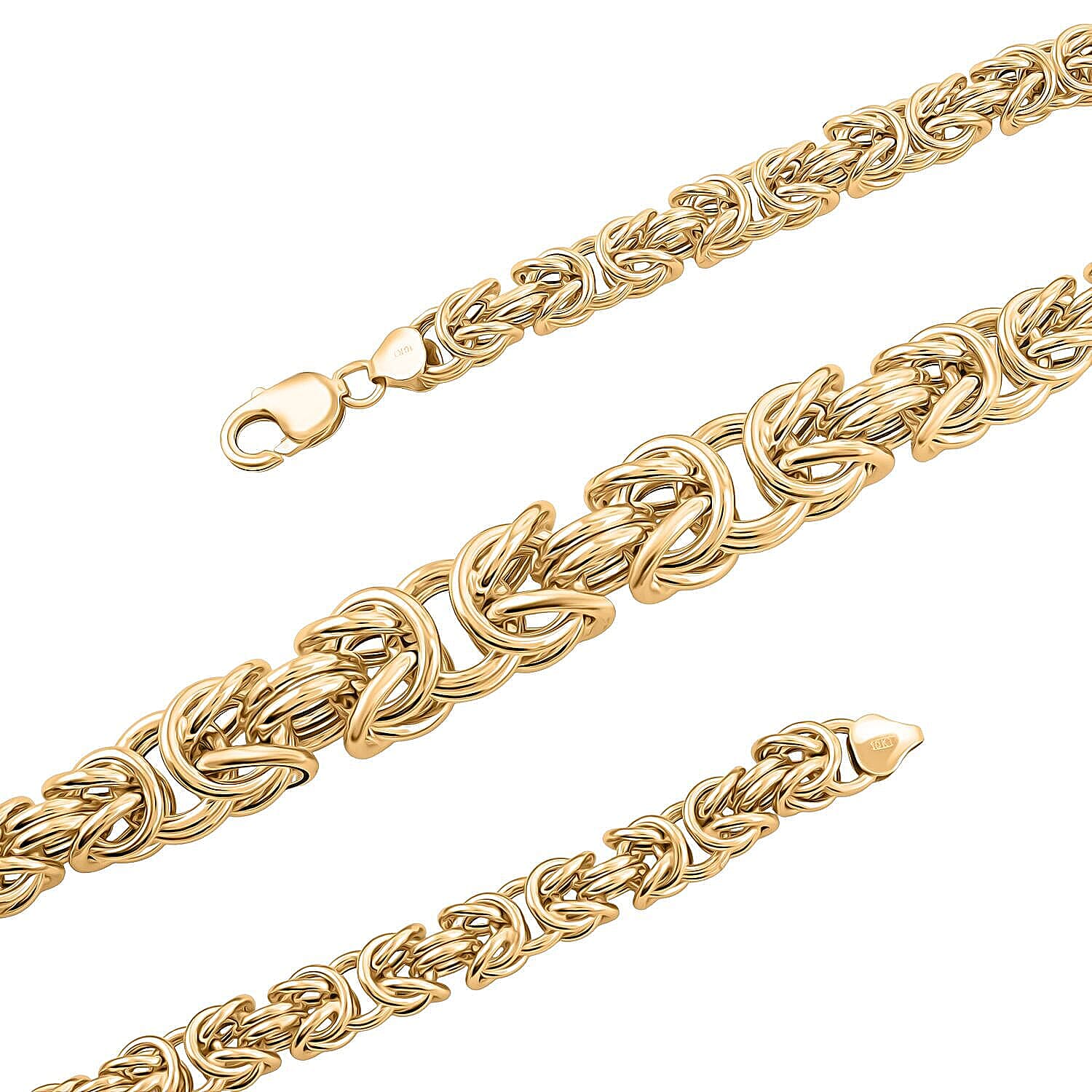 Graduating Byzantine Chain Necklace in 10K Yellow Gold 37.5 Grams 18 Inches