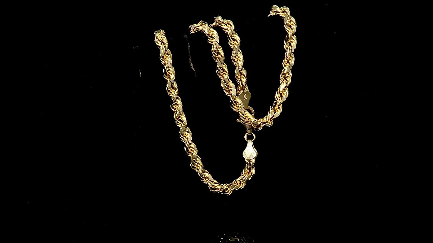 5.5mm Rope Necklace in 10K Yellow Gold 14.30 Grams 28 Inches