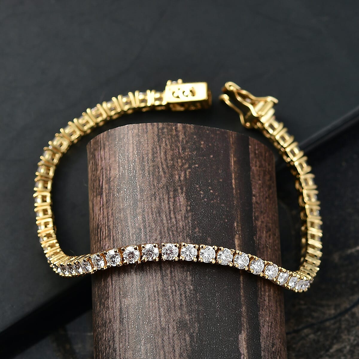 Doorbuster D'Joy Moissanite 5.40 ctw Tennis Bracelet in 14K Vermeil Yellow Gold Over Sterling Silver (7.25 In) image number 1