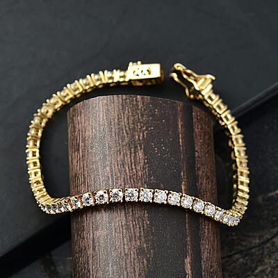  D'Joy Moissanite 5.40 ctw Tennis Bracelet in 14K Vermeil Yellow Gold Over Sterling Silver (7.25 In)