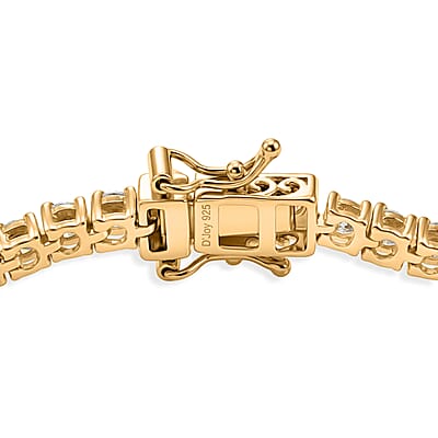  D'Joy Moissanite 5.40 ctw Tennis Bracelet in 14K Vermeil Yellow Gold Over Sterling Silver (7.25 In)