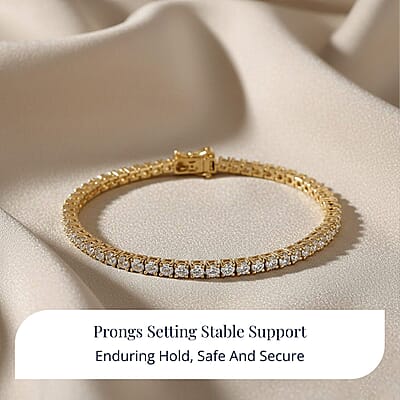  D'Joy Moissanite 5.40 ctw Tennis Bracelet in 14K Vermeil Yellow Gold Over Sterling Silver (7.25 In)