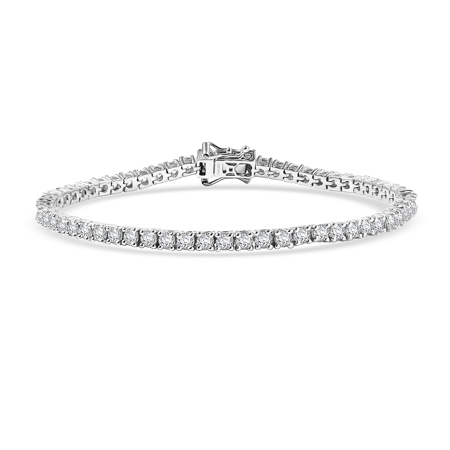  D'Joy Moissanite 5.40 ctw Tennis Bracelet in Rhodium Over Sterling Silver (7.25 In)