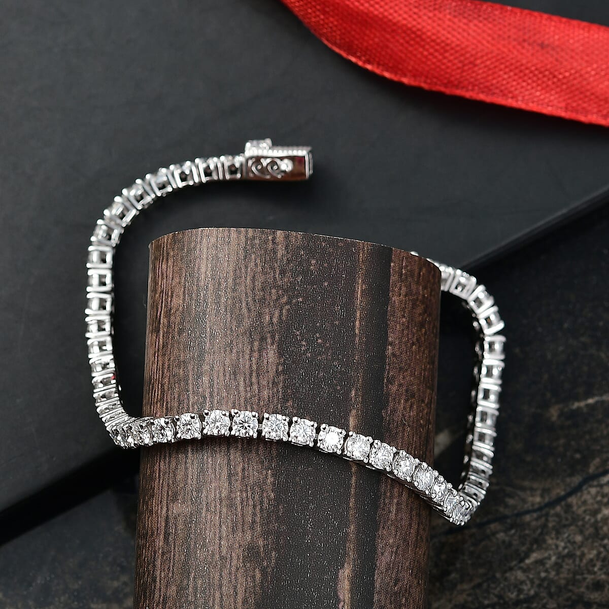 Doorbuster D'Joy Moissanite 5.40 ctw Tennis Bracelet in Rhodium Over Sterling Silver (7.25 In) image number 1