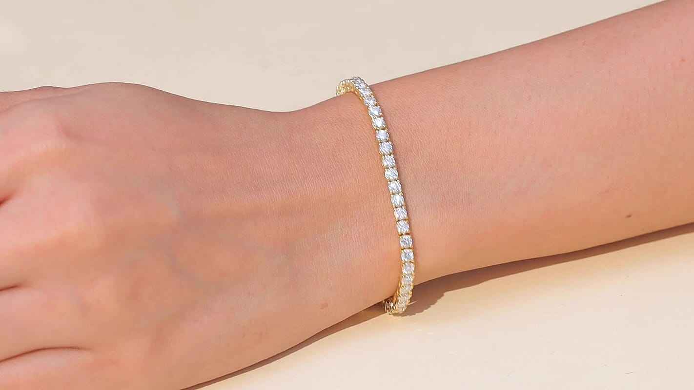 D'Joy Moissanite 4.90 ctw Bracelet in 18K Vermeil Yellow Gold Over Sterling Silver (6.50 In)