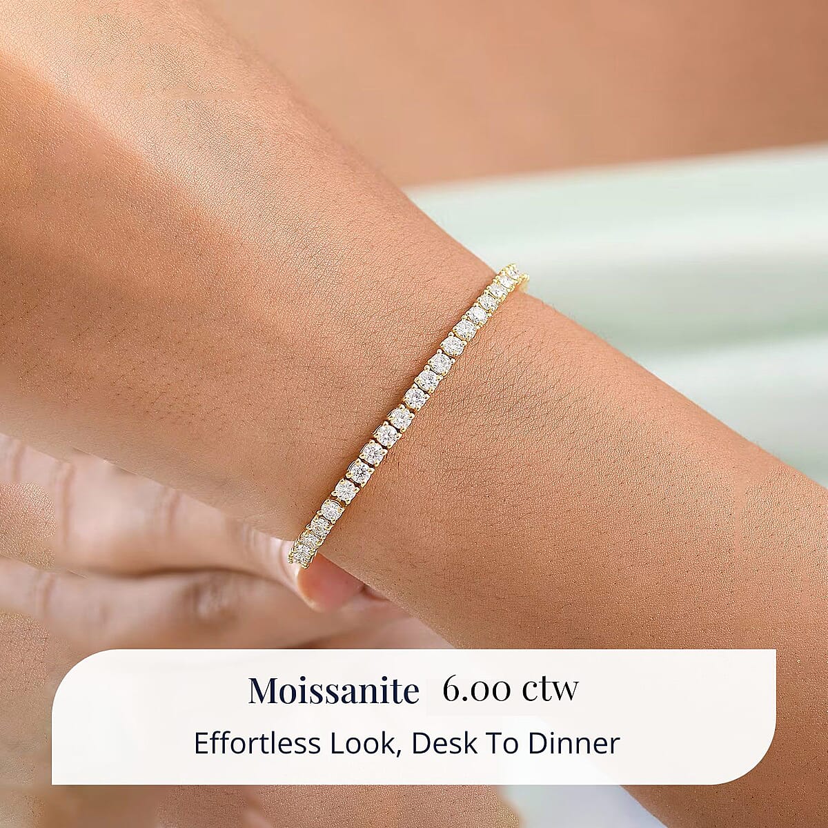 Doorbuster D'Joy Moissanite Tennis Bracelet 6.00 ctw in 18K Vermeil Yellow Gold Over Sterling Silver (8.00 In) image number 1