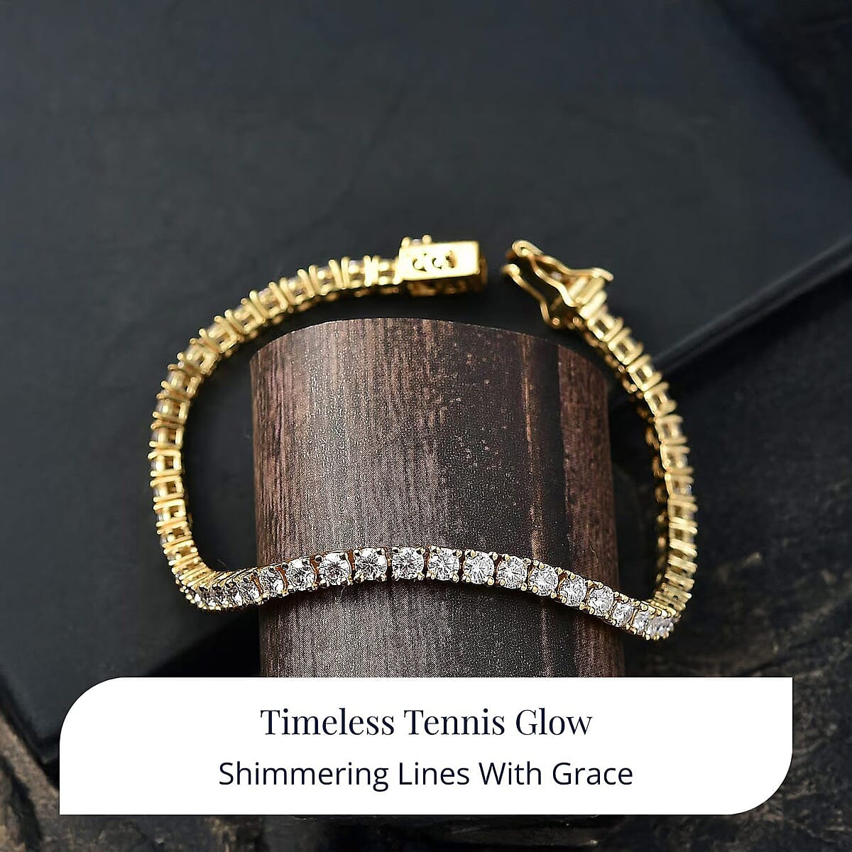 Doorbuster D'Joy Moissanite Tennis Bracelet 6.00 ctw in 18K Vermeil Yellow Gold Over Sterling Silver (8.00 In) image number 2