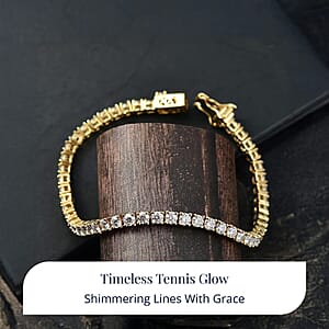  D'Joy Moissanite Tennis Bracelet 6.00 ctw in 18K Vermeil Yellow Gold Over Sterling Silver (8.00 In)